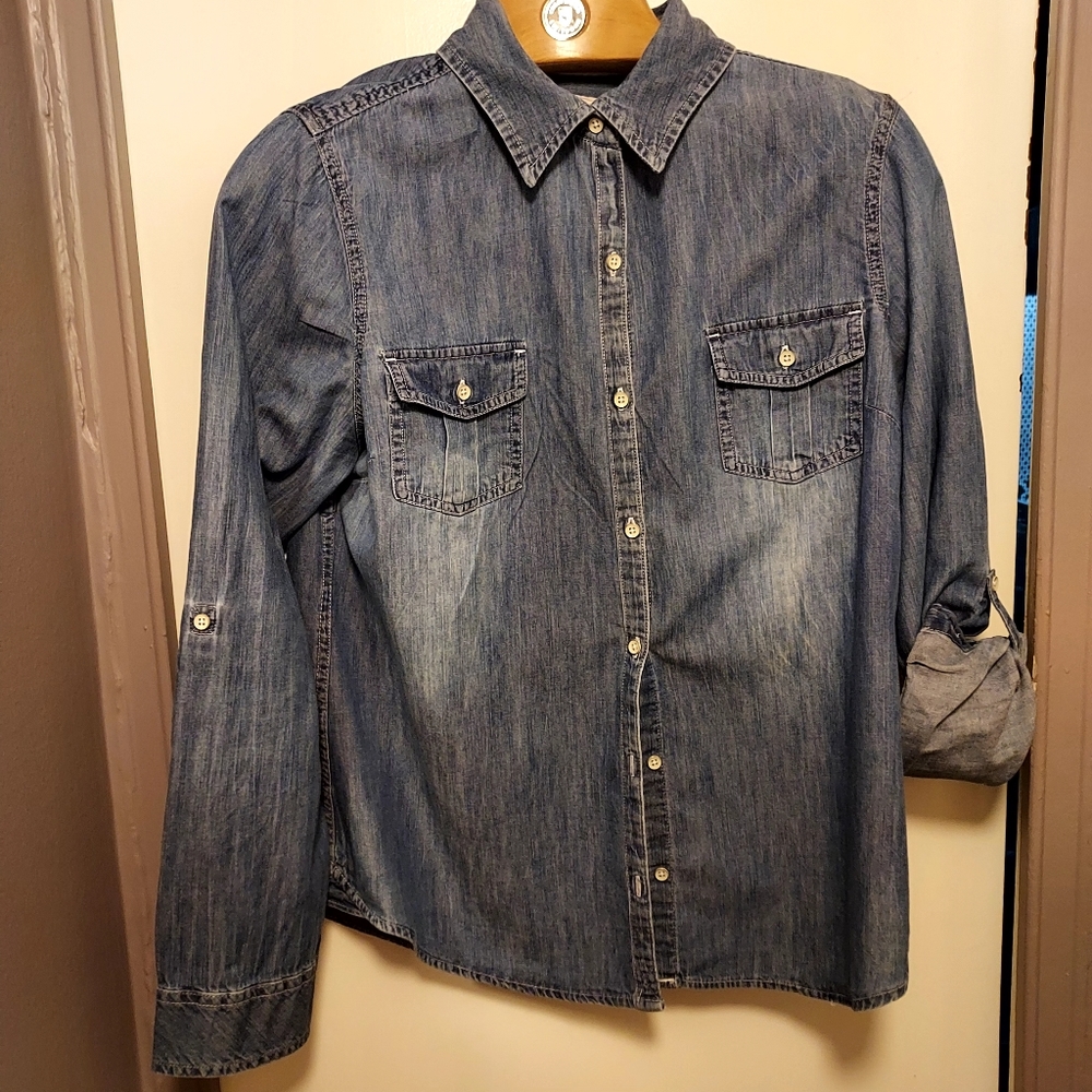 Womens Soft Denim Shirt, by SO, sz L